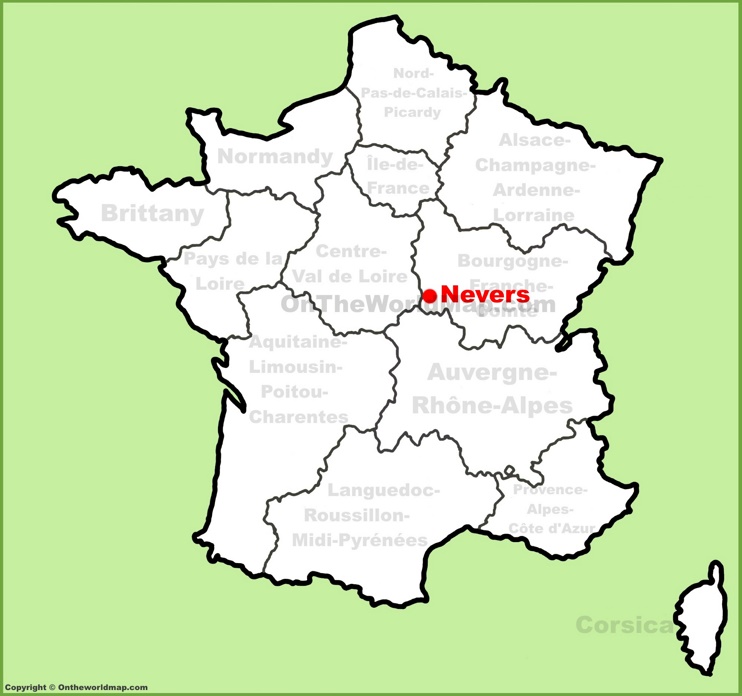 Nevers location on the France map