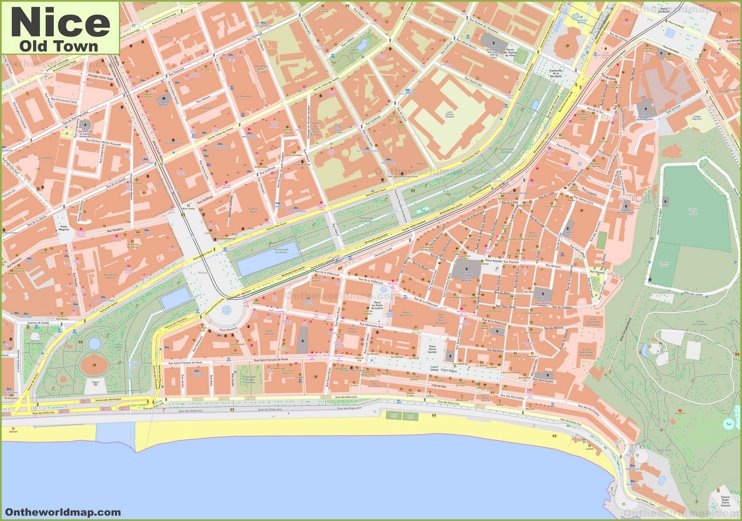 Detailed map of Nice Old Town