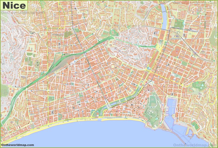 Large detailed map of Nice