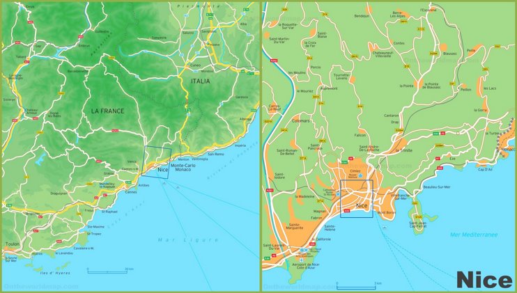 Map of surroundings of Nice