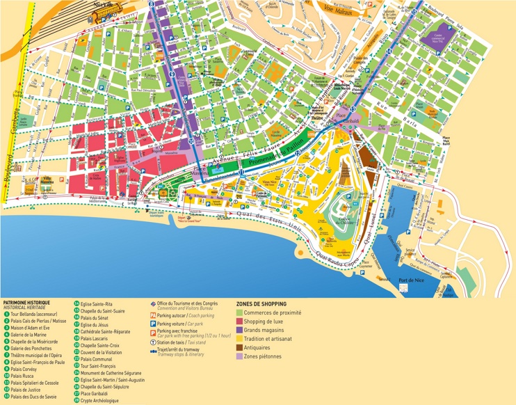Nice shopping and tourist attractions map