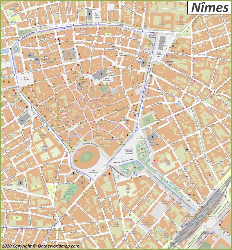 Nîmes City Centre Map