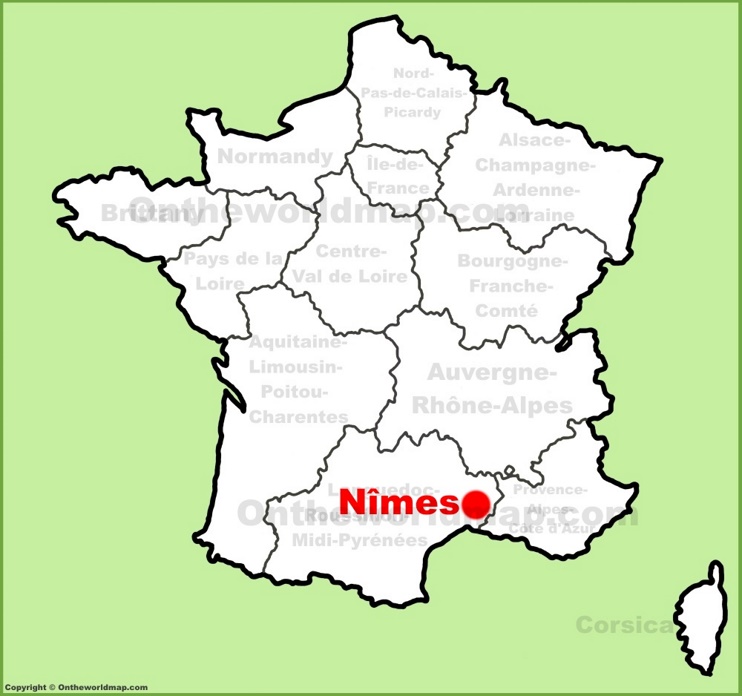 Nîmes location on the France map