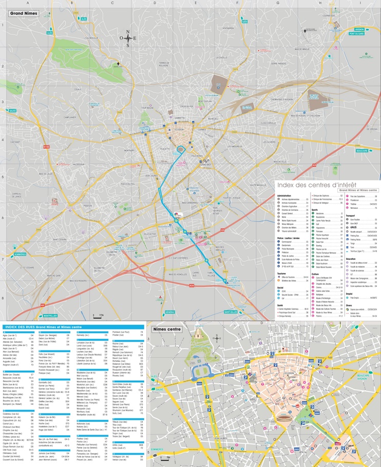 Nîmes tourist attractions map