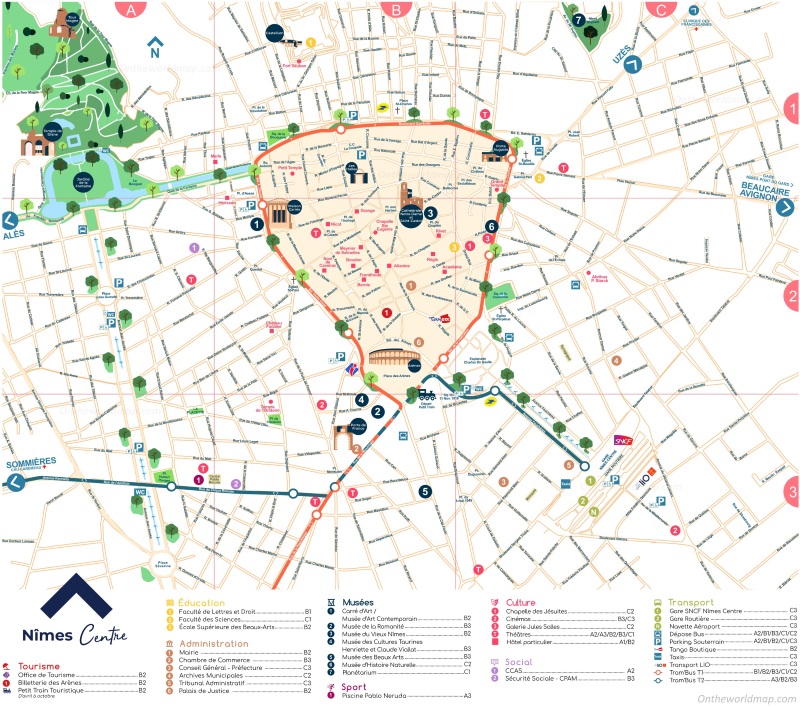 Nîmes Tourist Map