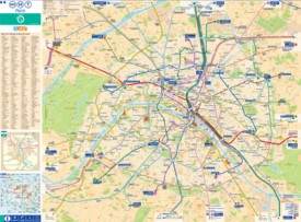 Large detailed tourist map of Paris with metro