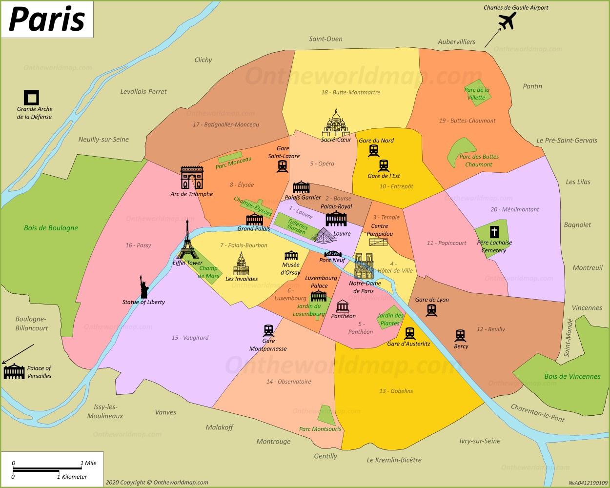 Map Of Paris Large Art Print Lupon gov ph