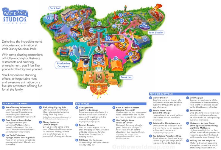 Map of Walt Disney Studios Park