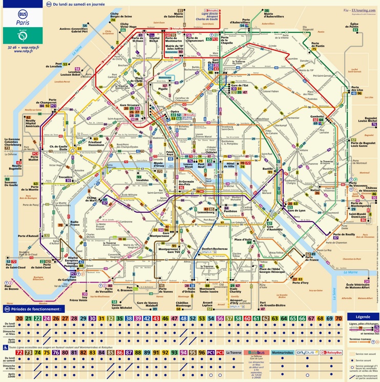 Paris bus map