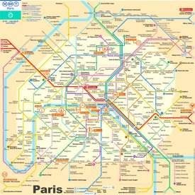 Paris RER and Metro Map with Sightseeings