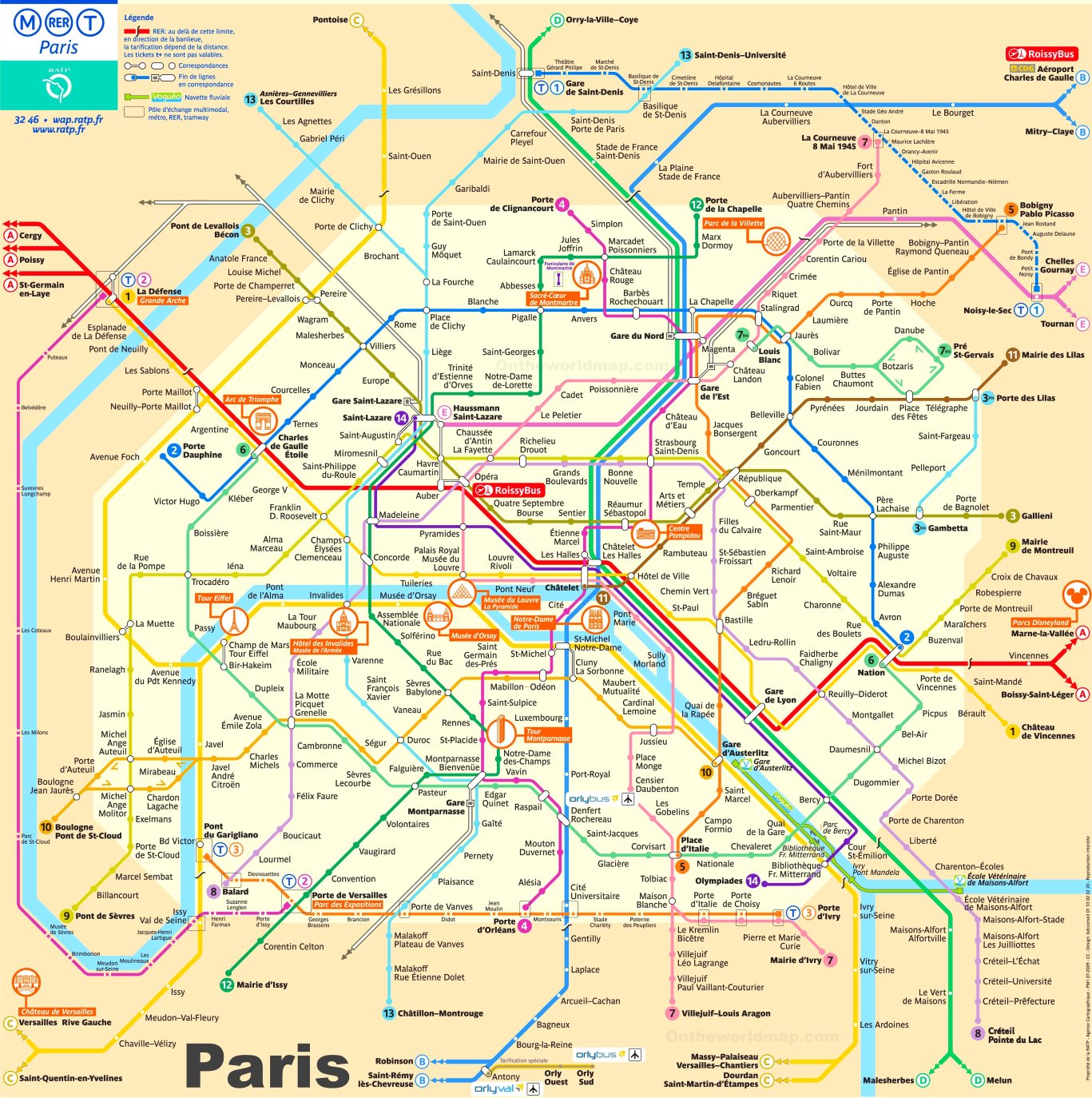 Carte de Paris Carte touristique et plan de Paris Métro ou RER | Hot ...