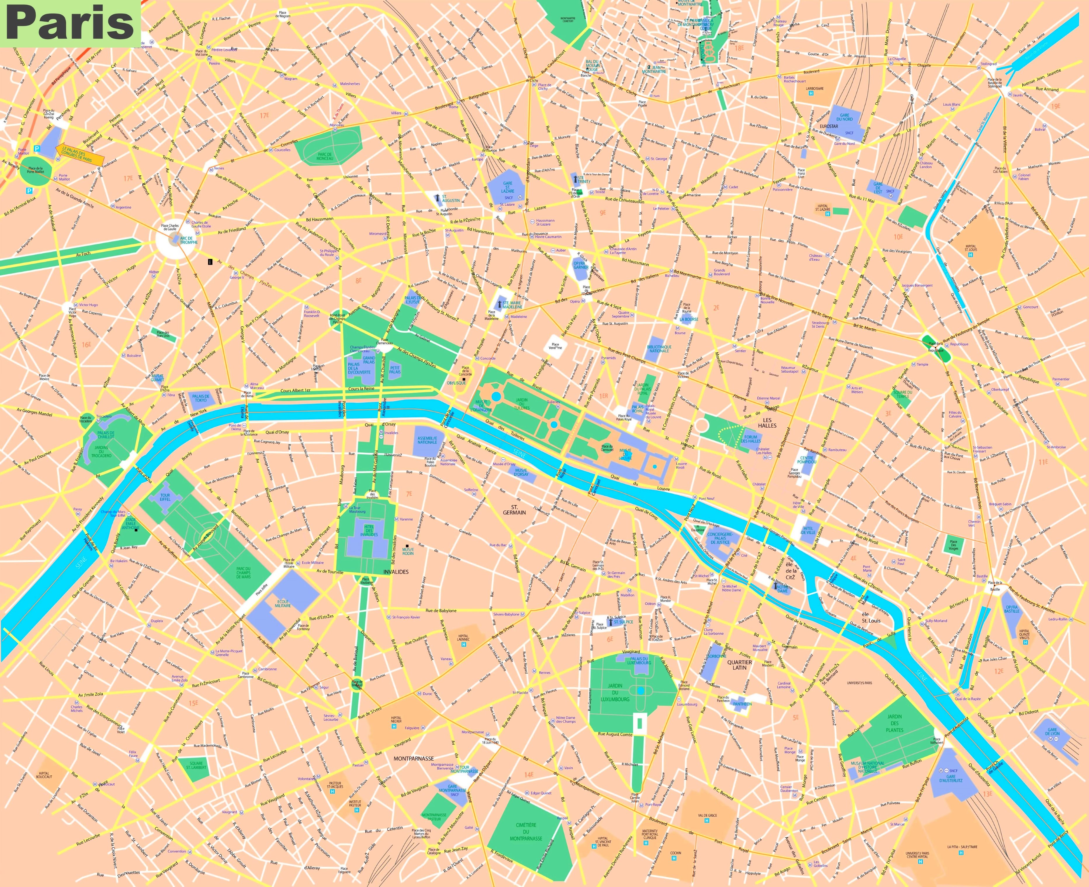 Street Map Of Paris France Paris Streets Map