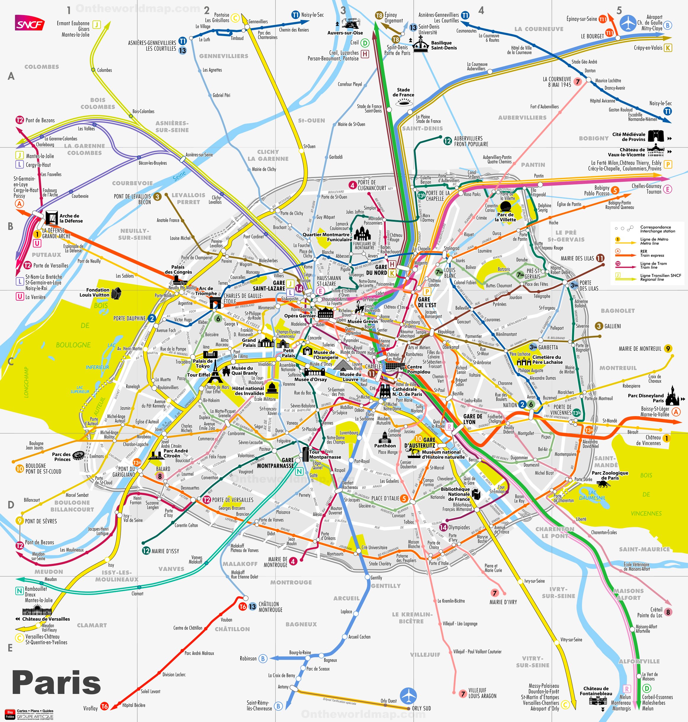 Paris France Map With Attractions - Map of world