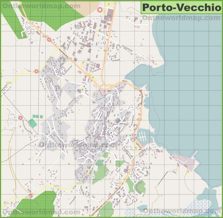 Detailed map of Porto-Vecchio