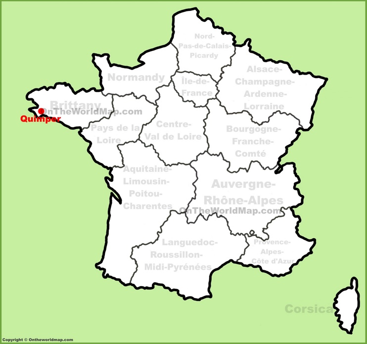 Quimper location on the France map