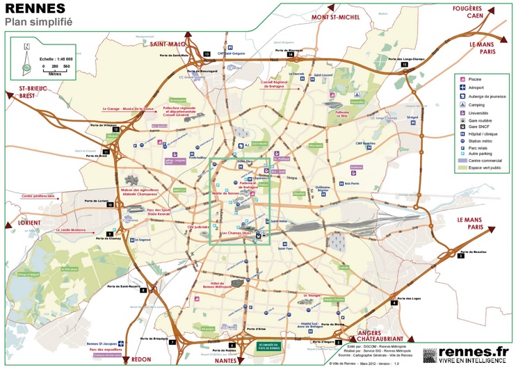 Rennes tourist map