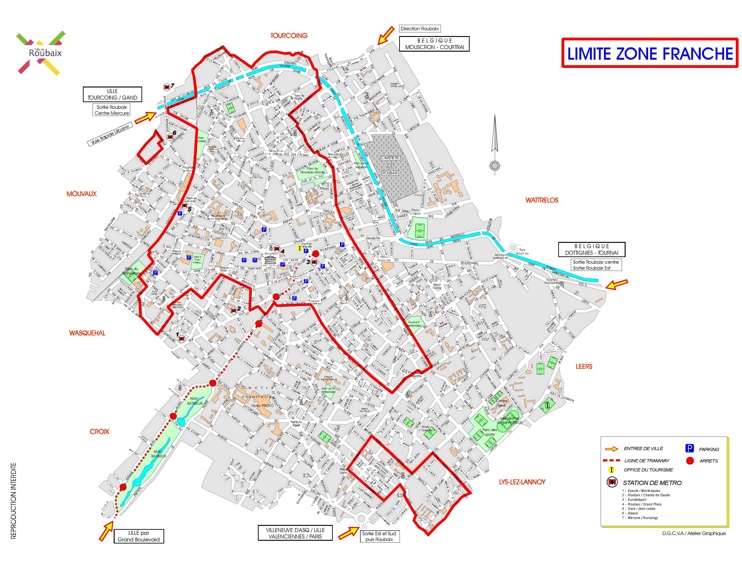 Roubaix city center map