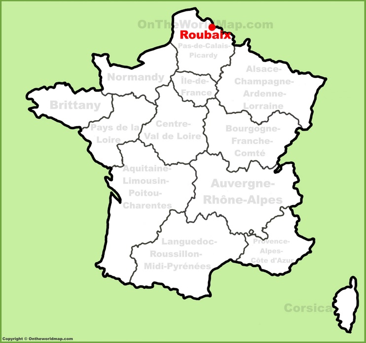 Roubaix location on the France map