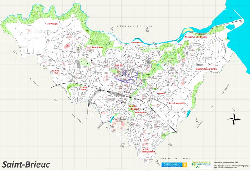 Large Detailed Tourist Map of Saint-Brieuc