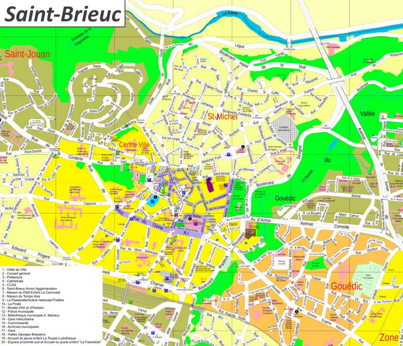Saint-Brieuc Tourist Map