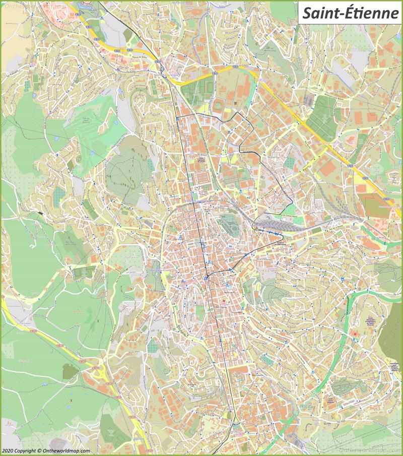 Detailed Map of Saint-Étienne