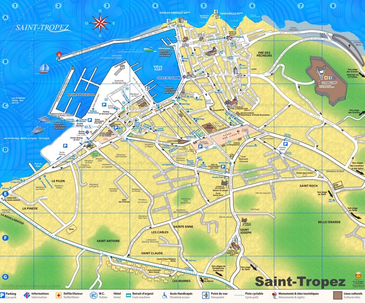 Saint-Tropez hotels and tourist attractions map