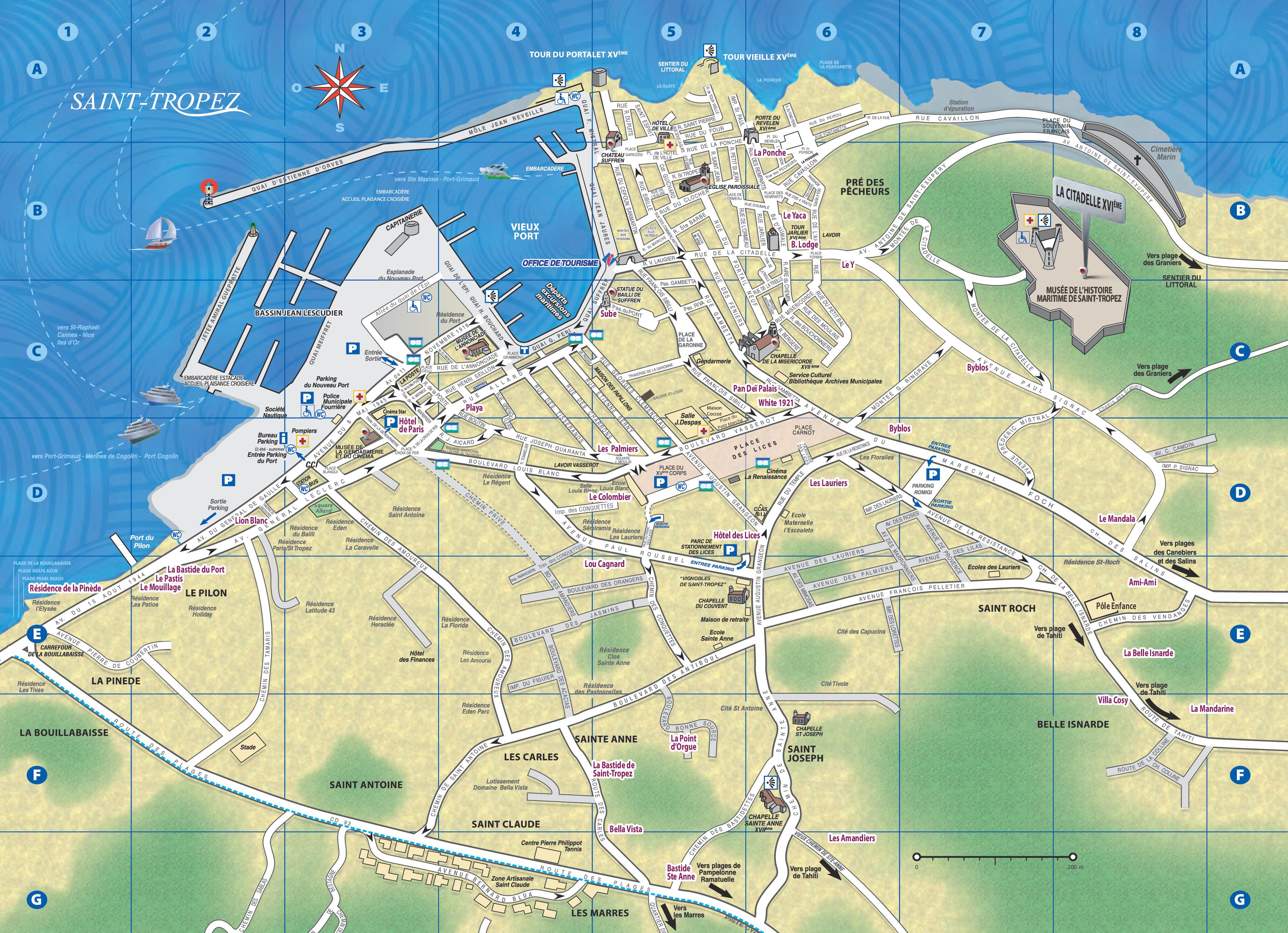 Saint-Tropez tourist map - Ontheworldmap.com
