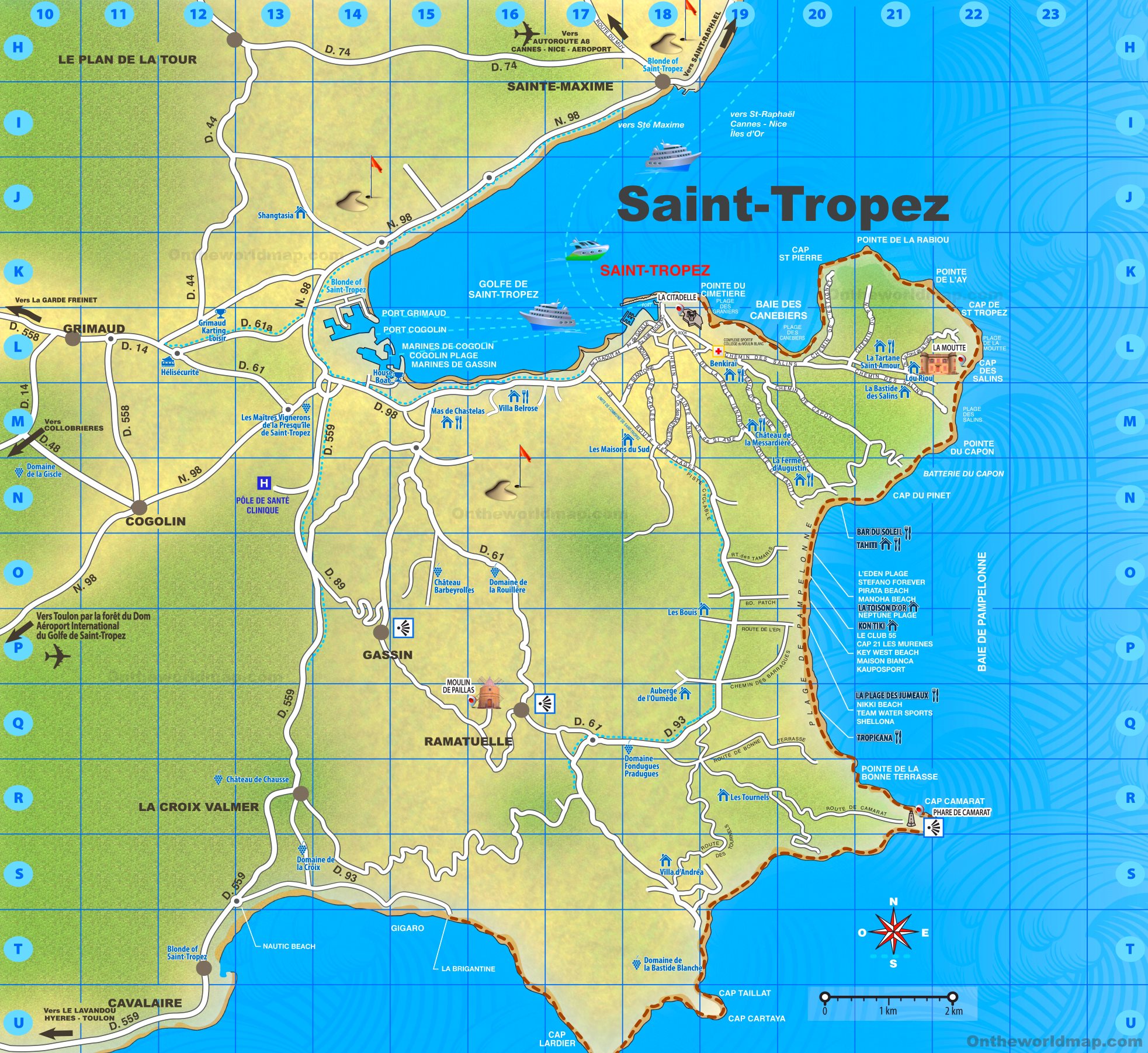 Tourist Map Of Surroundings Of Saint Tropez Ontheworldmap Com