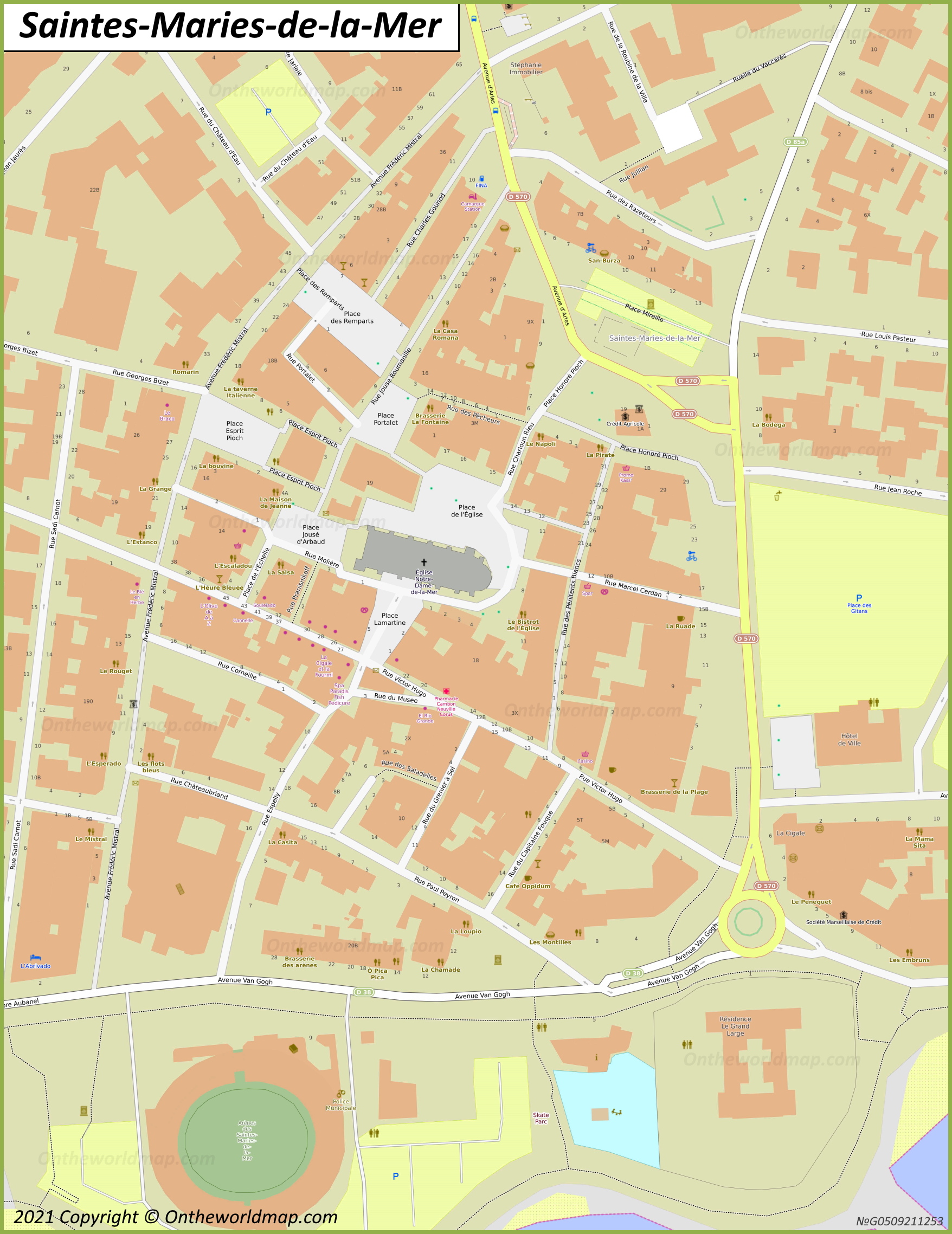 Saintes-Maries-de-la-Mer Old Town Map