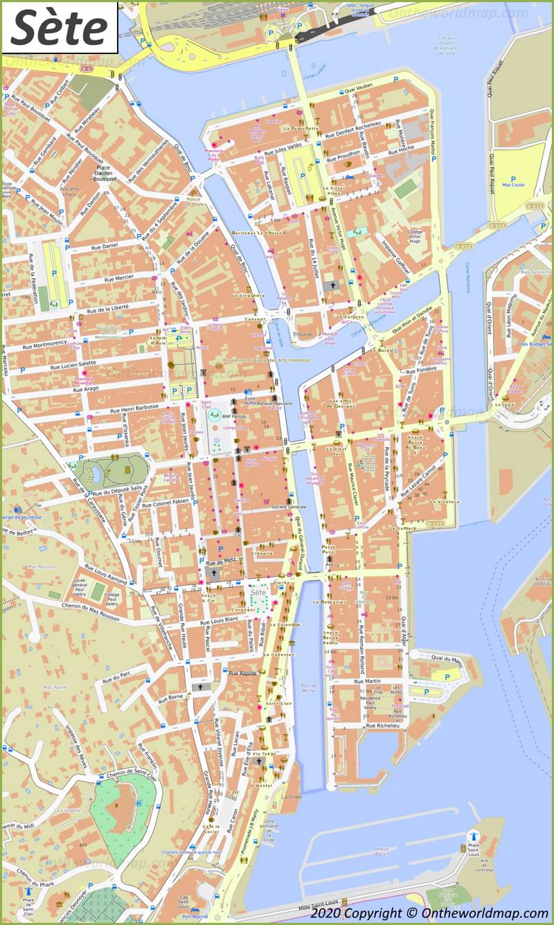 Sète City Centre Map