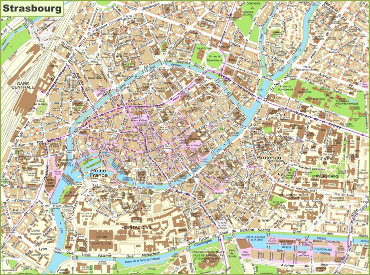 Strasbourg Tourist Attractions Map