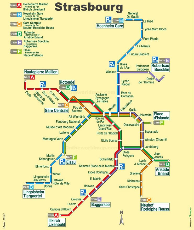 Strasbourg tram map