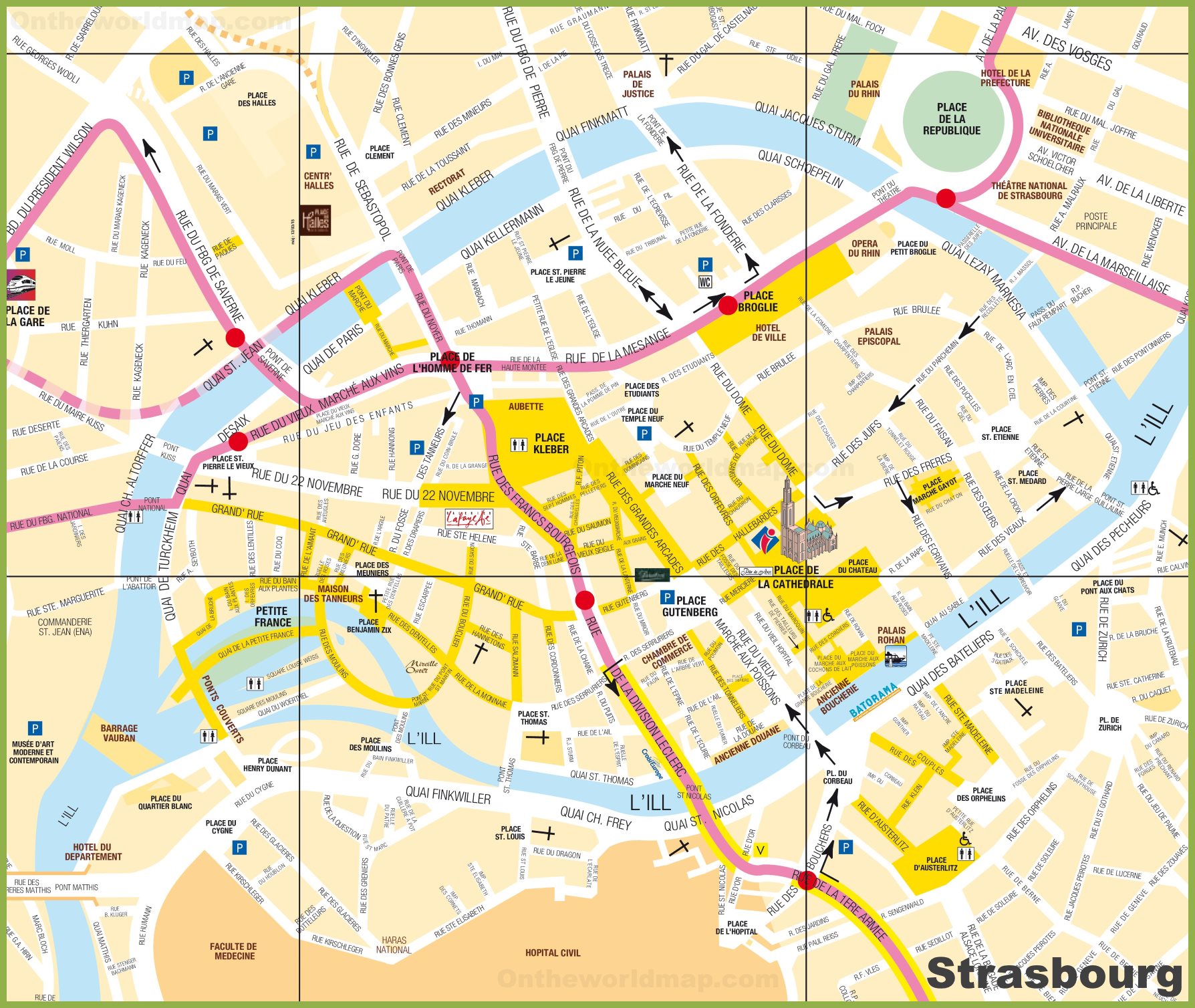 Kompakter Stadtplan von Straßburg