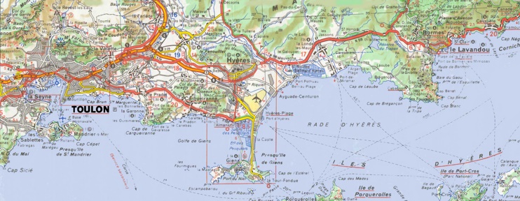 Map of surroundings of Toulon