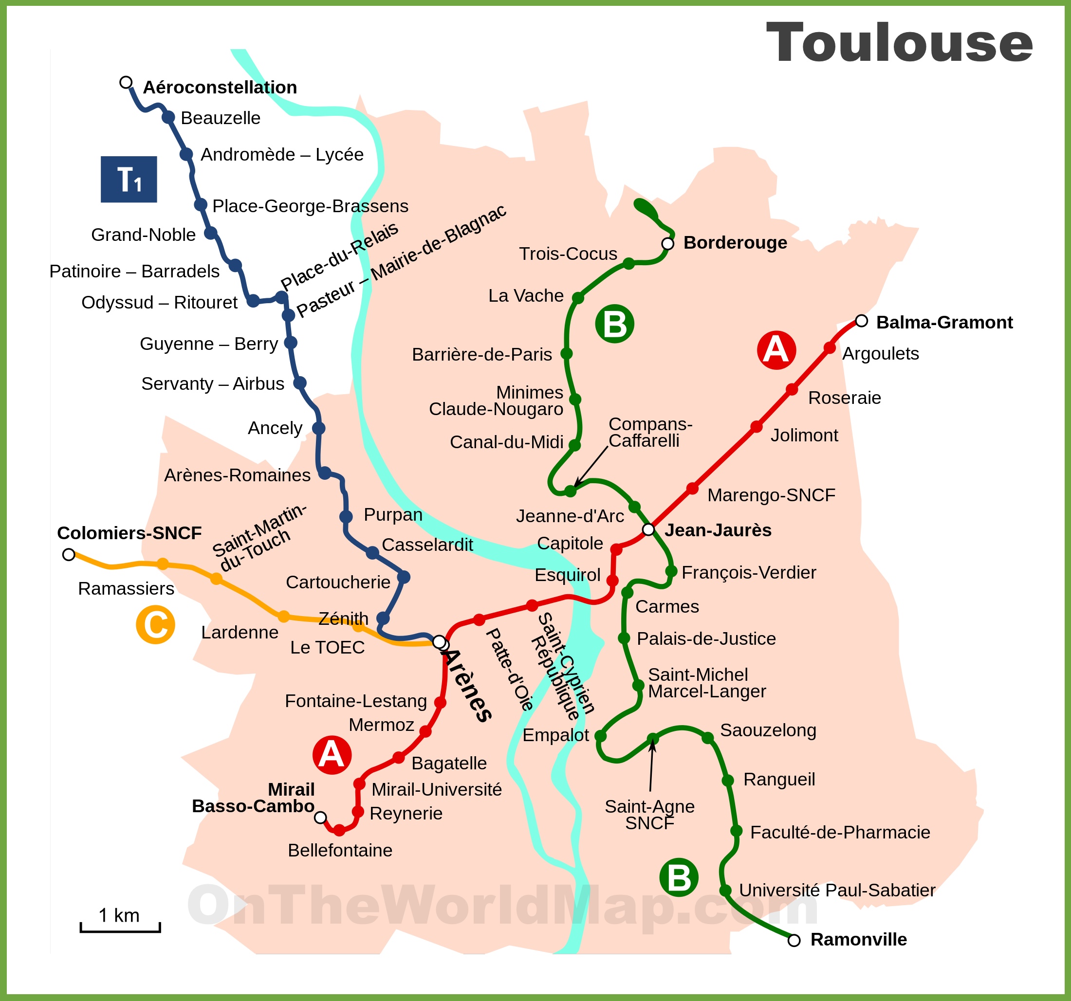 Toulouse Tram Map