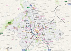 Travel map of surroundings of Toulouse