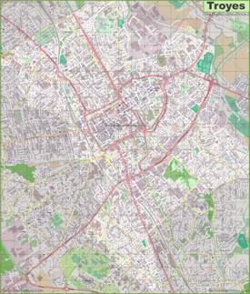 Large detailed map of Troyes