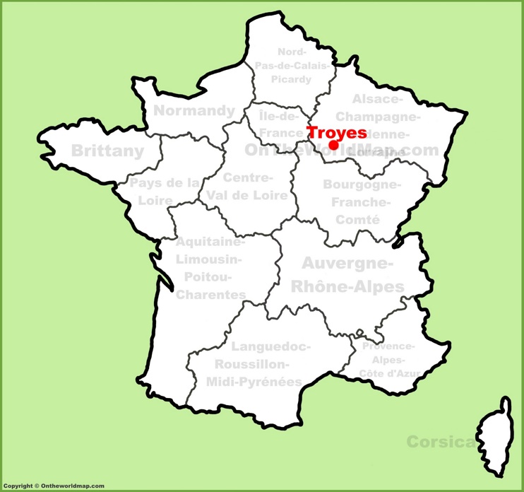 Troyes location on the France map