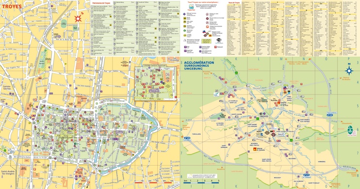 Troyes tourist map