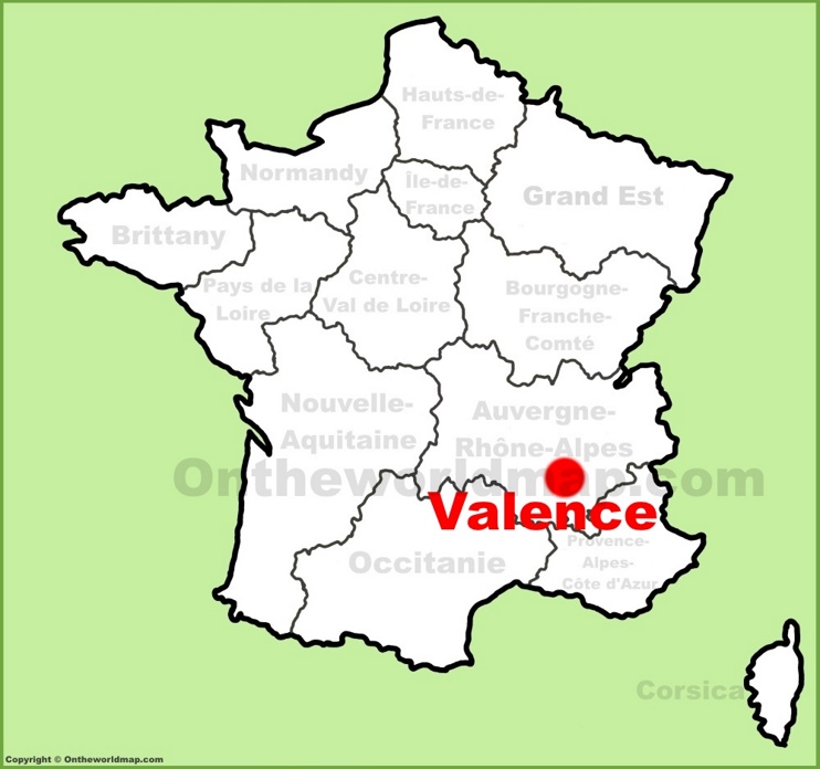 Valence location on the France map