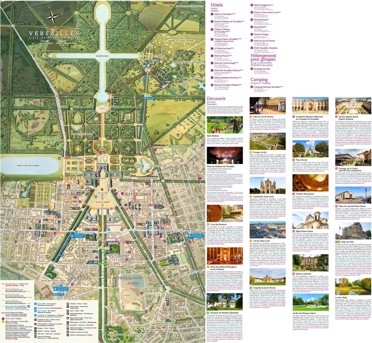 Versailles city hotels and sightseeings map