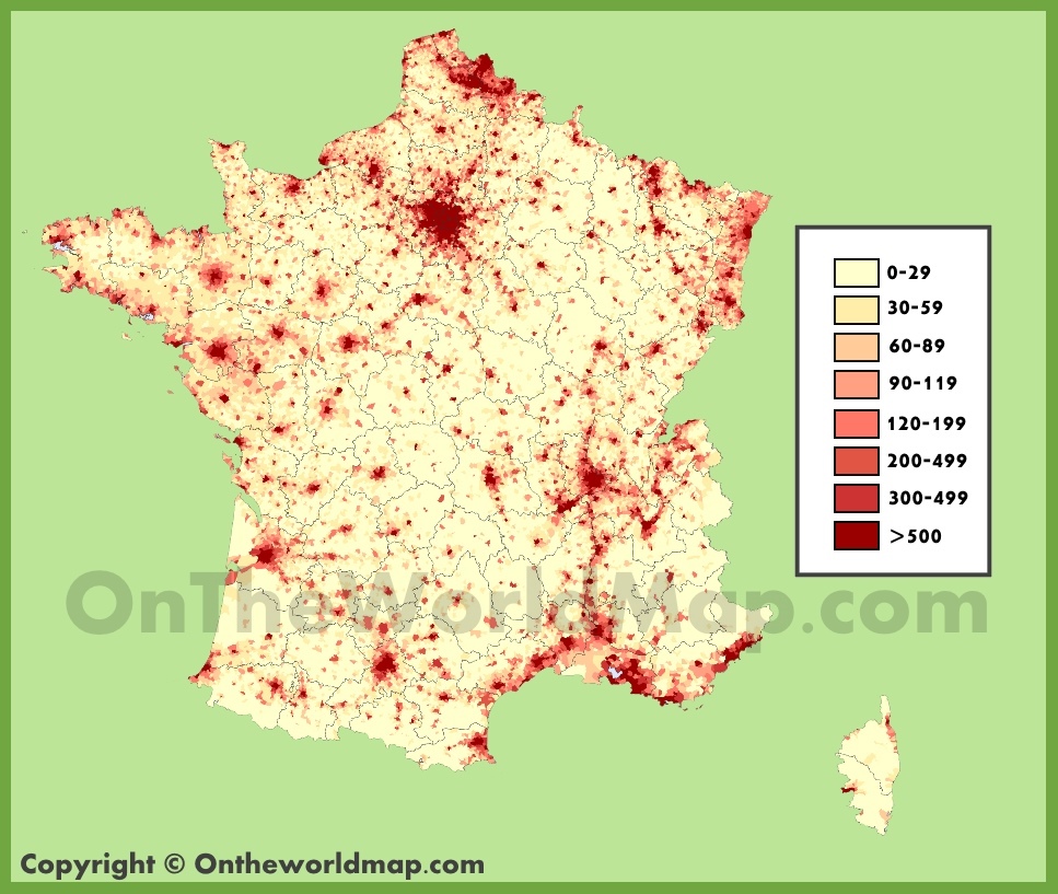 Карта населения франции