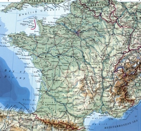 Large detailed map of France with cities