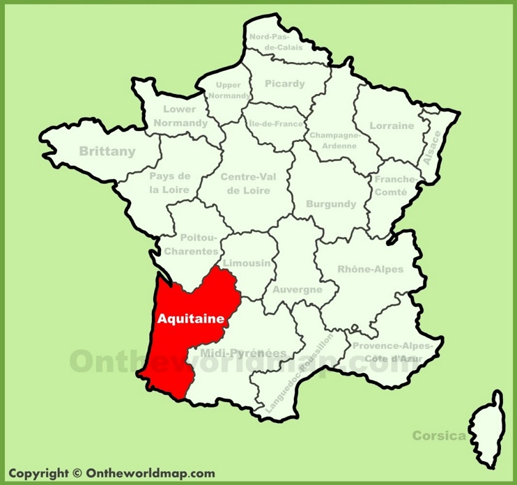 Aquitaine location on the France map