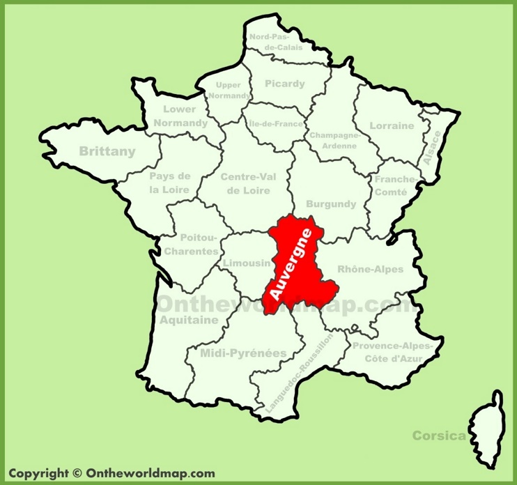 Auvergne location on the France map