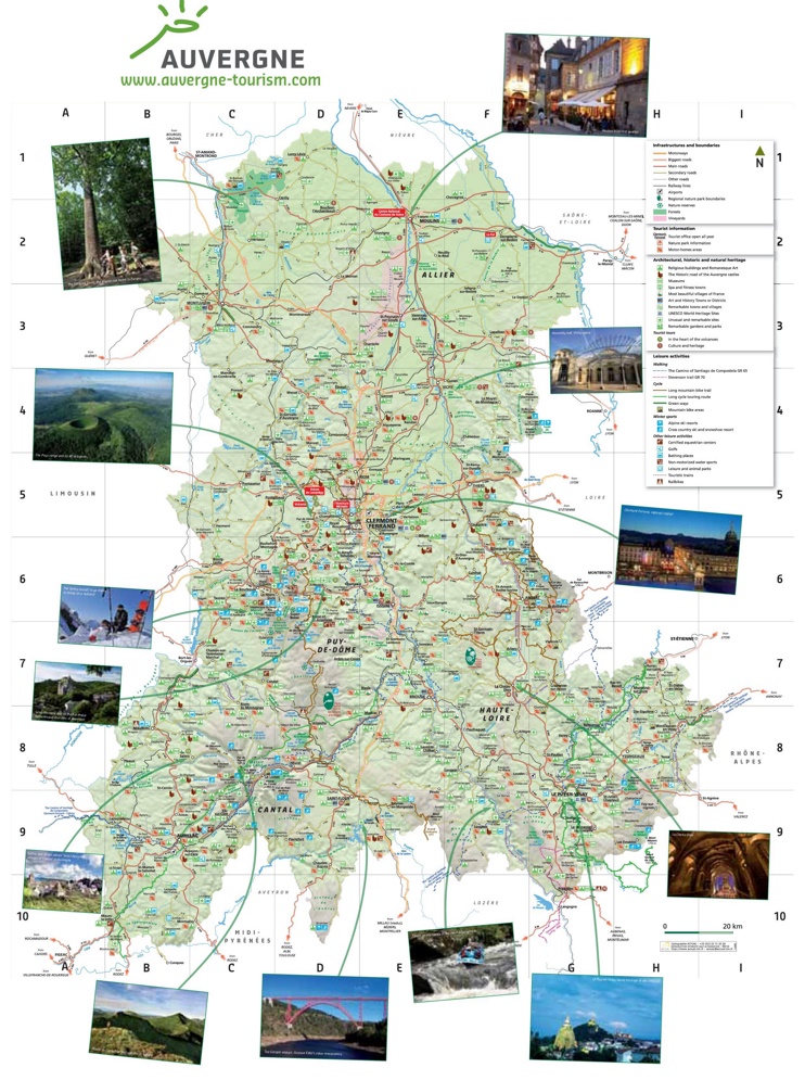 Auvergne sightseeing map