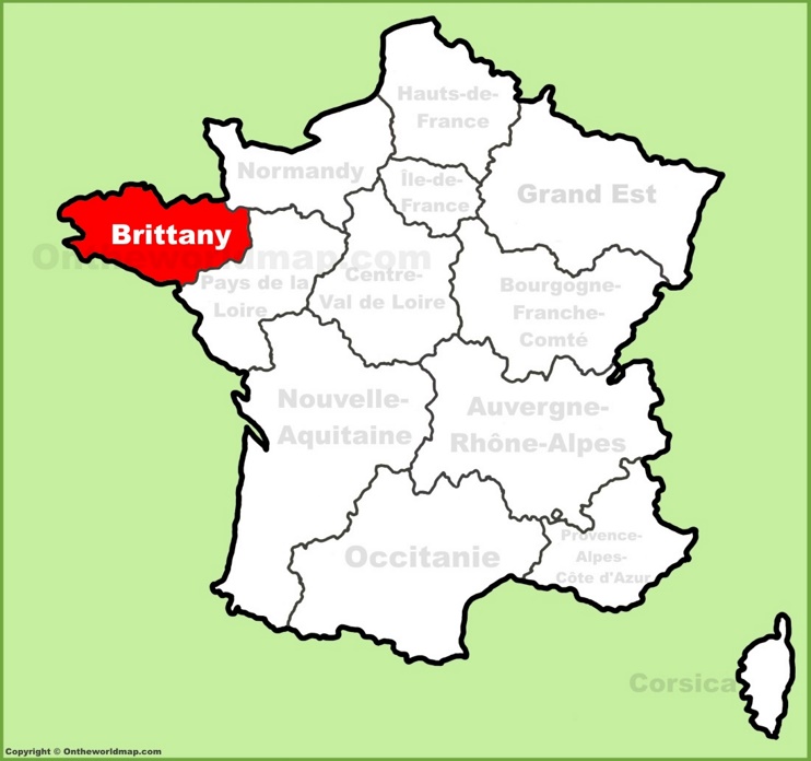 Brittany location on the France map - Ontheworldmap.com
