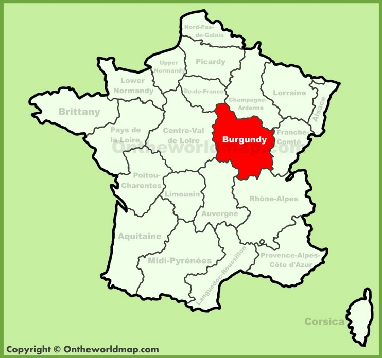 Burgundy location on the France map