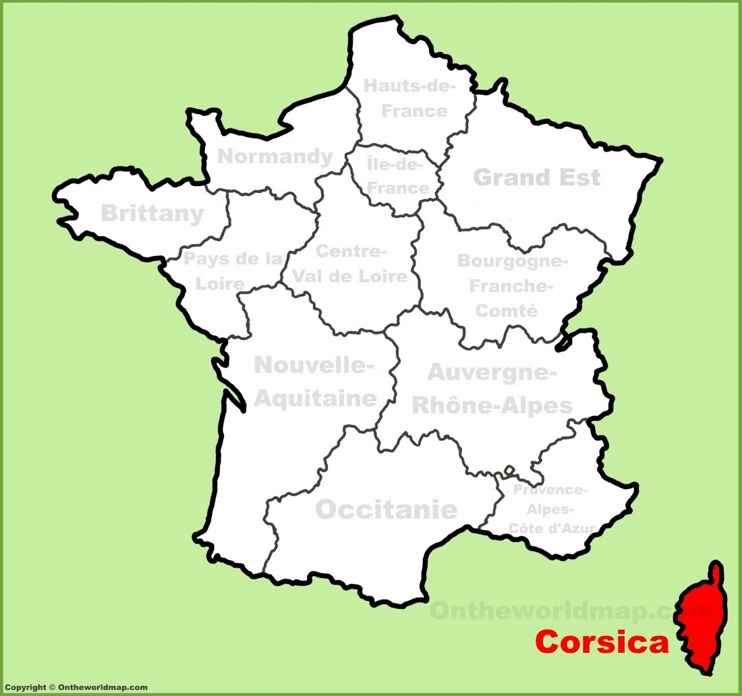 Corsica location on the France map