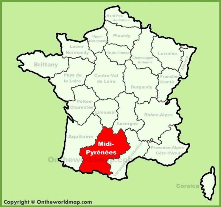 Midi-Pyrénées location on the France map